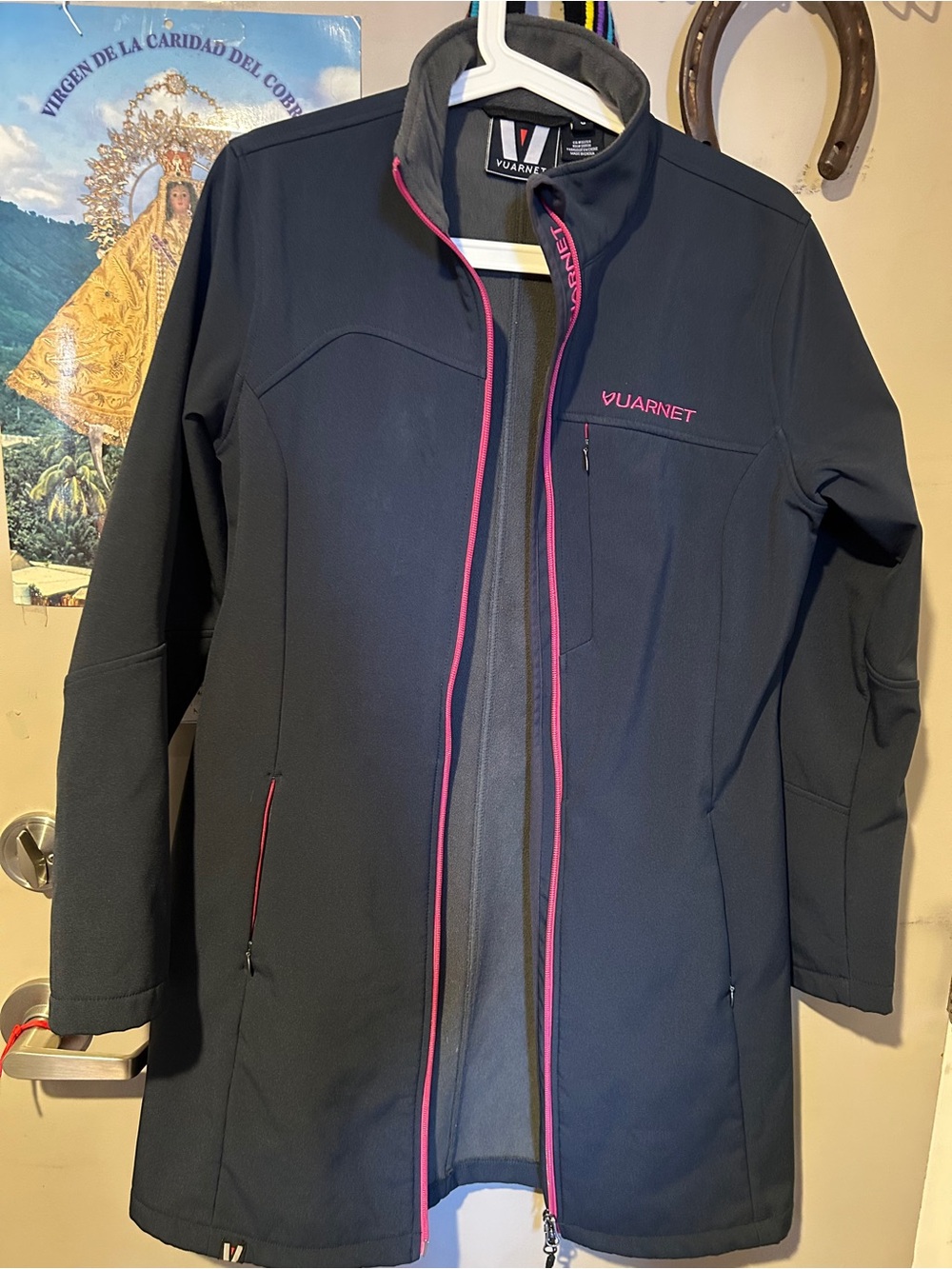 Vuarnet Black Trench Coat with Pink Trim